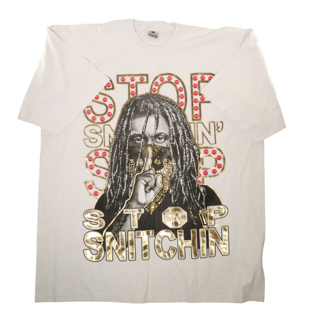 Stop Snitchin Heavyweight T-Shirt Hip Hop Rap Street White Cotton Men 4XLT